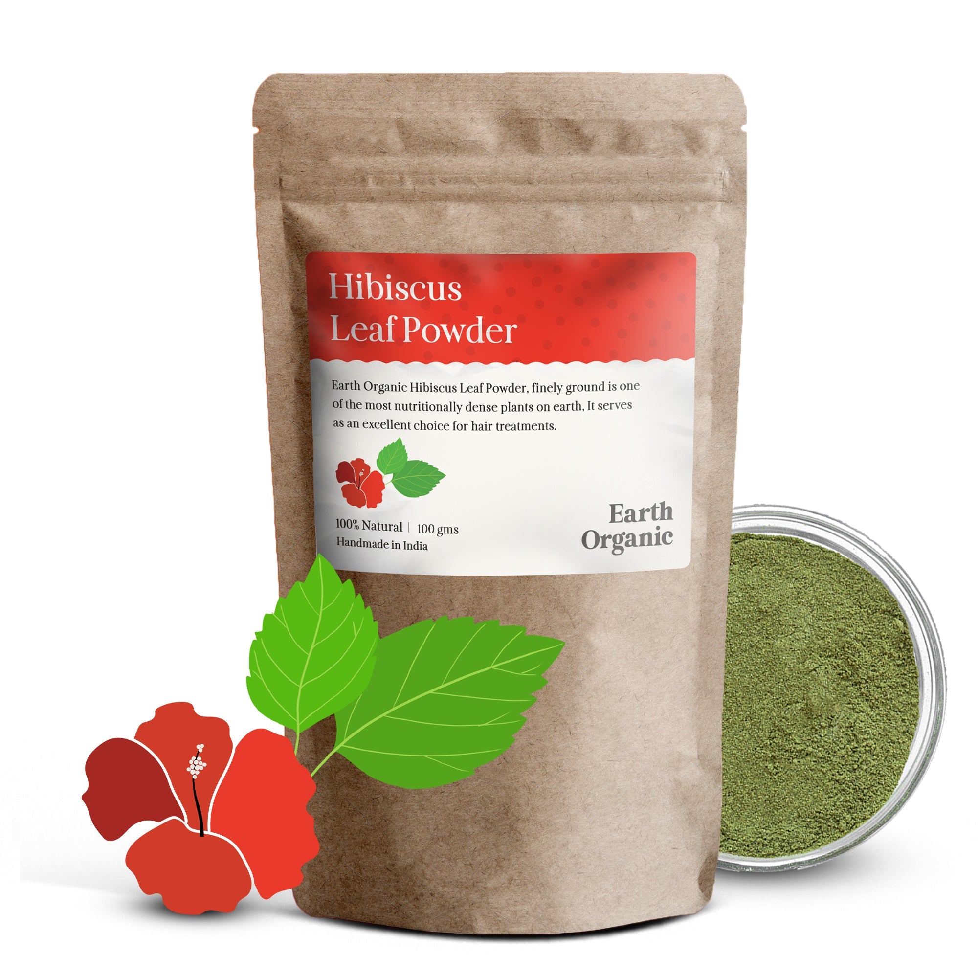 100% Natural & Organic Hibiscus Leaf Powder Face Pack & Hair Pack - The Earth Organic