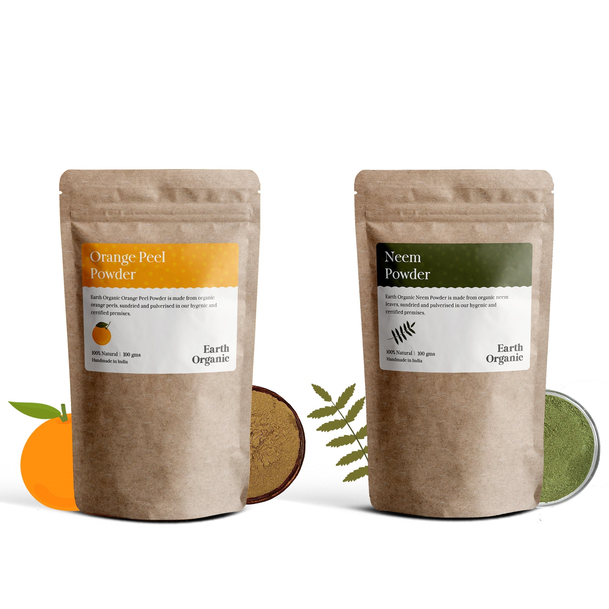 Neem & Orange Peel Powder - (Combo - 2) - The Earth Organic